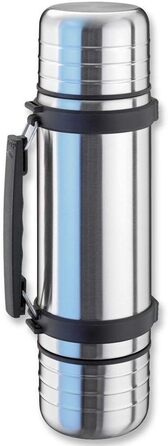 Термос Isosteel VA-9562DQ Duo 1,0 л з нержавіючої сталі 18/8 з вакуумною ізоляцією, системою Quickstop для наливання однією рукою та двома чашками