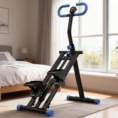 Сходи-степер з регульованим опором для дому – тренажер для кардіотренувань з LCD-дисплеєм та компактним дизайном | Ідеально для домашнього спортзалу, квартири та офісу, чорний