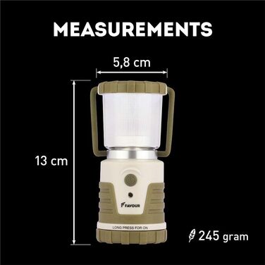 LED Ліхтар для кемпінгу Favor Adventurer: 1300 люмен, IP64, регулювання яскравості, змінна колірна температура, акумуляторний, зелений/коричневий