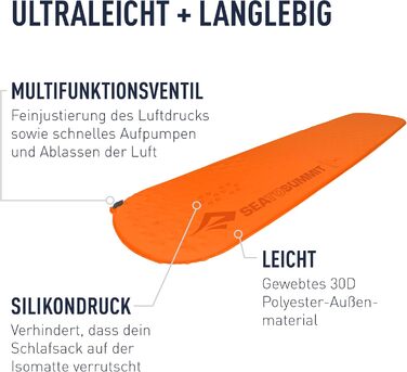 Килимок туристичний Sea to Summit Ultralight Self Inflating Delta Core-V, помаранчевий, великий