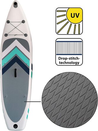 Набір SUP Alpidex Stand Up Paddle 305 см, надувний, до 150 кг, стабільний, легкий, повний комплект (білий)