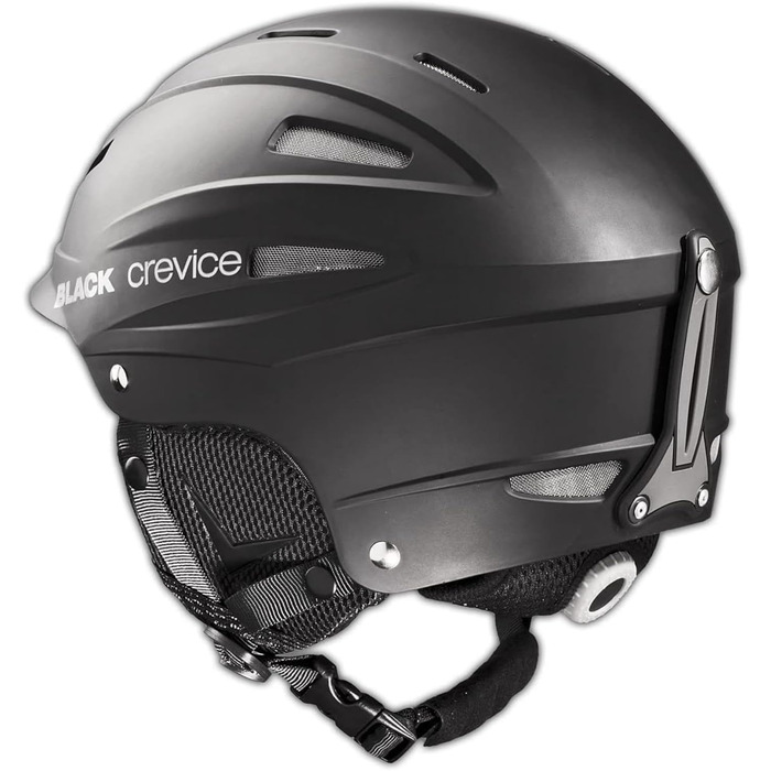 Шолом для сноуборду BLACK CREVICE Ichgl: дихаючий, регульований, для чоловіків та жінок. Розміри: L (59-60 см), чорний та білий.