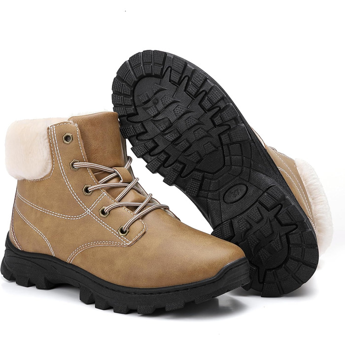 Зимові черевики чоловічі та жіночі – теплі, з підкладкою, зимові чоботи, чоботи для снігу, легкі, неслизькі, для активного відпочинку, трекінгу, снігу та повсякденного носіння, 38 EU, Хакі Gb189