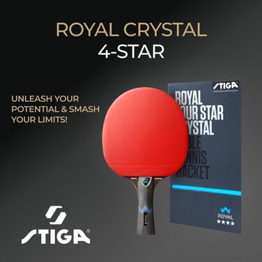 Тенісний стіл STIGA Royal Crystal: швидка ракетка з ITTF сертифікованим покриттям Star 4, гумою 2.0 мм та Crystal Technology – ідеальна для швидкої та точної гри