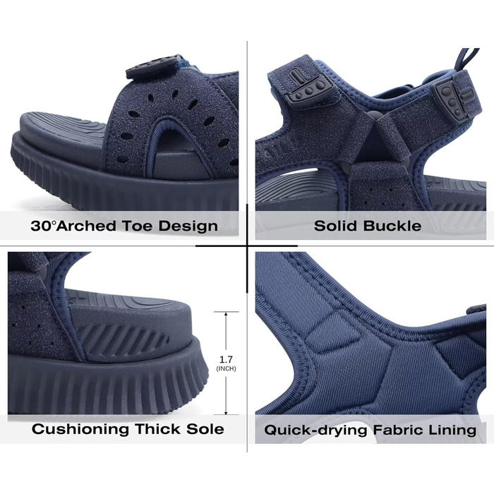 Чоловічі сандалі KuaiLu для трекінгу та відпочинку, ортопедичні, сині, розмір 42 EU