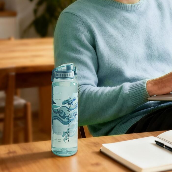 Дитяча пляшка для води UZSPACE 600мл, спортивна, без витоку, з однією рукою, для газованої води, придатна для миття в посудомийній машині, для школи та активного відпочинку, білий колір