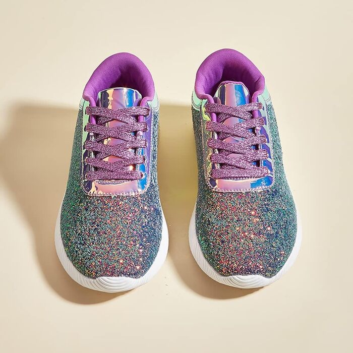 Кросівки жіночі LUCKY STEP блискучі, з паєтками та стразами, фіолетові (36 EU)