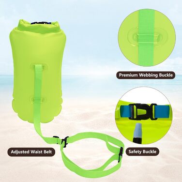 Надувна плавуча шийка 20L для дорослих та дітей - безпечний плавальний засіб для відкритих вод та триатлону (жовтий)