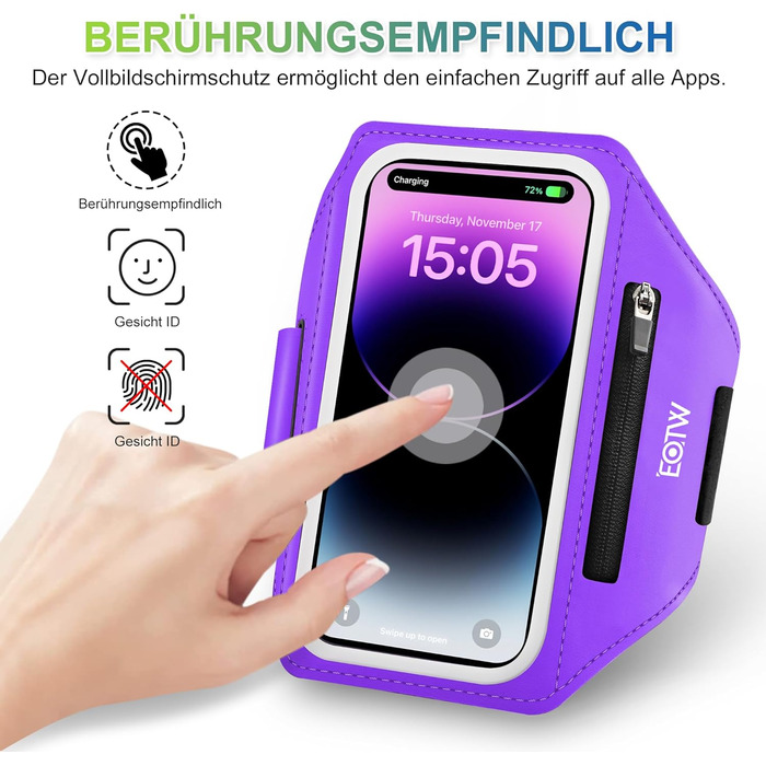 Спортивний браслет для телефону EOTW Joggen: зручна підставка для iPhone/Samsung (5.5-6.0 дюйми) з кишенькою для AirPods