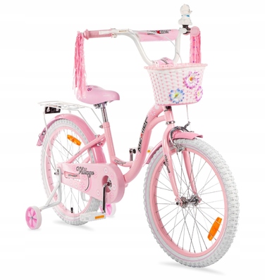 Дитячий велосипед для дівчинки Mexller, 20 дюймів, рожевий, з додатковими страховочними колесами