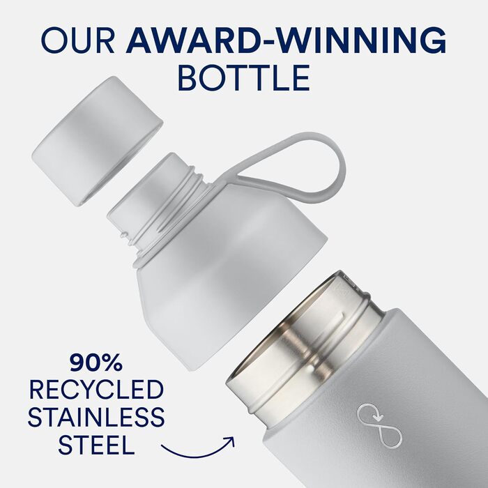 Ocean Bottle - багаторазова екологічна пляшка для води з переробленої нержавіючої сталі, 1 л, сірий колір