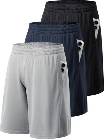 Спортивні шорти для чоловіків 3/5er Pack (XL) - шорти, тренувальні штани, для занять спортом, фітнесу, баскетболу (чорний, темно-синій, світло-сірий)