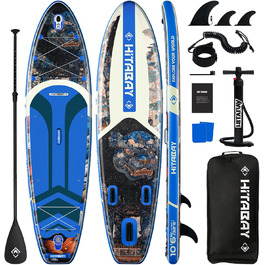 Надувний SUP Борд для дорослих з аксесуарами та тримачем для камери, 320x81x15 см, 10'6', 150 кг, блакитний