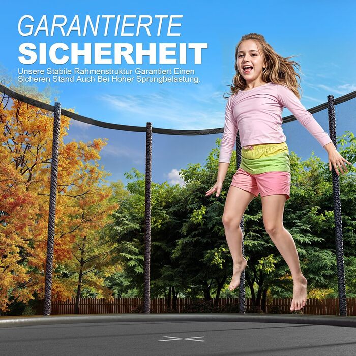 Трамплін JUMMICO Outdoor для дітей з драбиною та боковою кишеню (діаметр 366 см, чорний), сертифікований GS