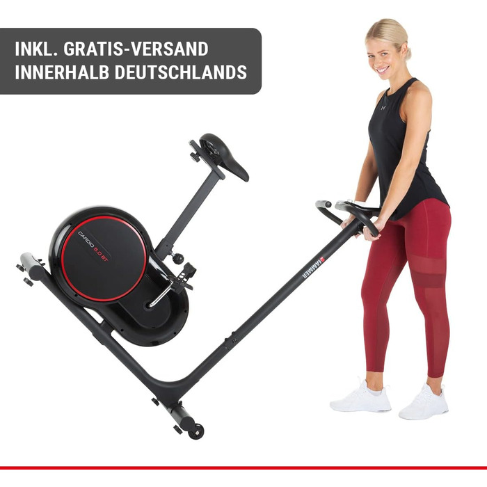 Велотренажер HAMMER Cardio 5.0 з низькою рамою, Bluetooth, 12 програм, сумісний з Kinomap, iConsole+, BitGym, керування через додаток для смартфона/планшета