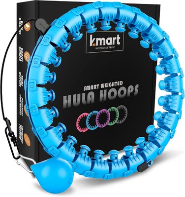 Розумний фітнес-хулахуп K-MART з 24 знімними сегментами для дорослих, масажний обруч із вантажем, 360° обертання, для схуднення, гімнастики, рожево-блакитний