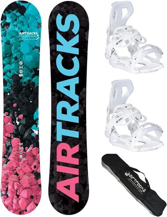 Сноуборд Airtracks для жінок: комплект сноуборда Polygonal Lady + кріплення Master Fastec W + сумка SB / розміри 138, 144, 148, 154 см / довжина дошки 154 см, кріплення S