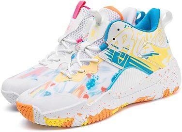 Кросівки для баскетболу та повсякденного носіння, чоловічі/жіночі, легкі, з неслизькою підошвою, рожеві/жовті, 35 EU, вузька колодка