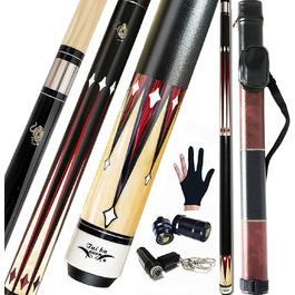 Професійний бильярдний кий Billard-Queuestab з чохлом Hartschalenkoffer, 13 мм наконечник, 147,3 см, тверде дерево (канадський клен), вага 18,19,20,21,22 г, кольори: синій, чорний, червоний, сірий, зелений, аксесуари