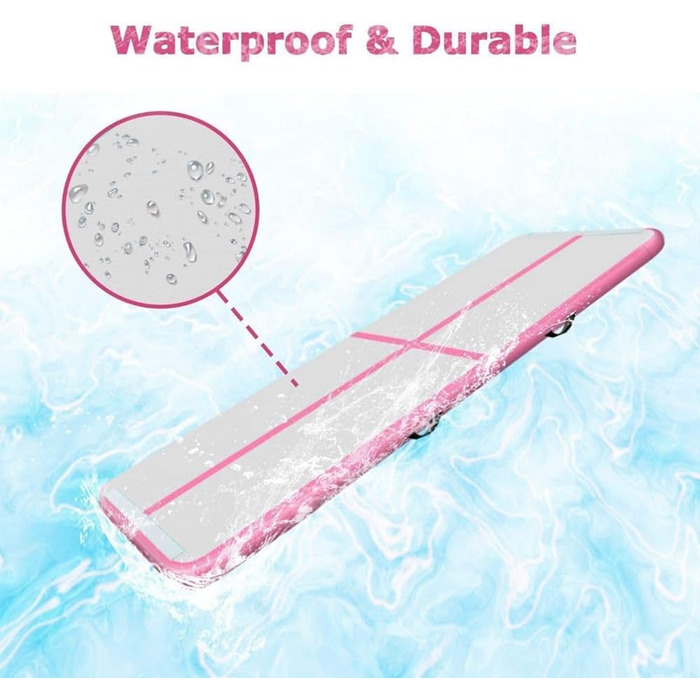 Надувна гімнастична килимок LSLIFE Tumble Track 4м з електричним насосом для гімнастики, йоги, дитячих тренувань, рожевий