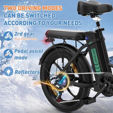 Електровелосипед HITWAY 20 дюймів Fat Tire, складаний, 250W, 36V, 12Ah, запас ходу 35–90 км