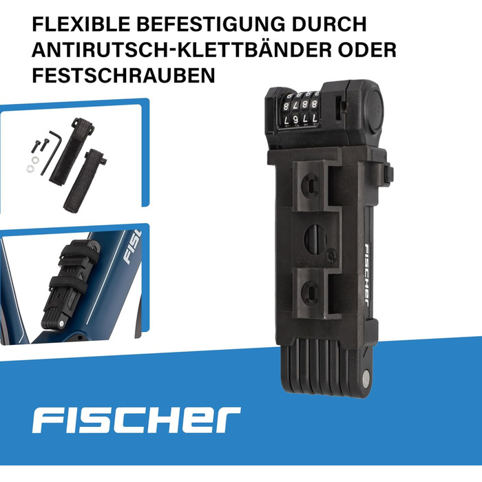 Замок велосипедний складний Fischer PROTEC FN110, 110 см, 2 ключі