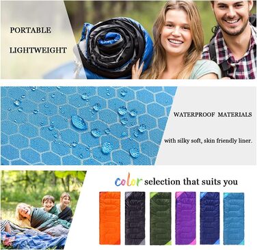 Сплячий мішок для дорослих та дітей – легкий, водонепроникний, зручний для весни, літа, осені – піший туризм, подорожі, кемпінг, темно-помаранчевий