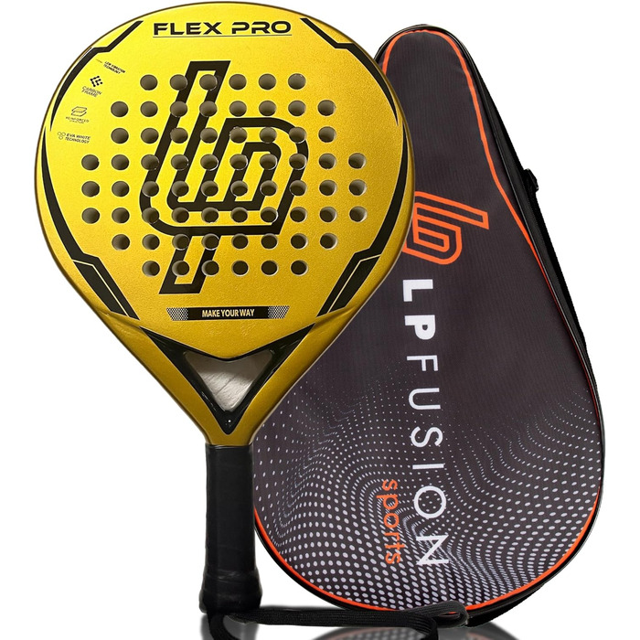 Падельна ракетка LP Fiberglass Flex Pro для дорослих з сумкою і набором м'ячів, легка, точна, для технічних гравців, золота