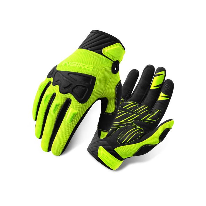 Велосипедні рукавички INBIKE для BMX, MTB, шосе, чоловічі, 5-пальцеві, з посиленням, дихаючі, ударостійкі, антиковзні (Зелені, S)