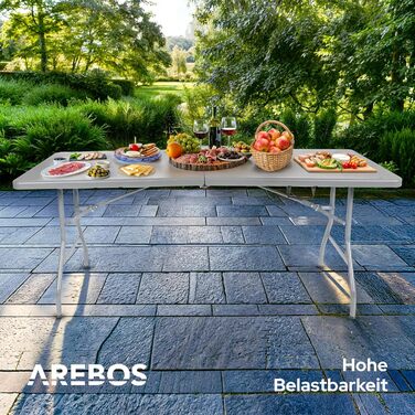 Складаний садовий стіл Arebos Buffettisch 182x74x74 см | Стіл для вечірки, відпочинку, кемпінгу | 8 осіб | Антрацит