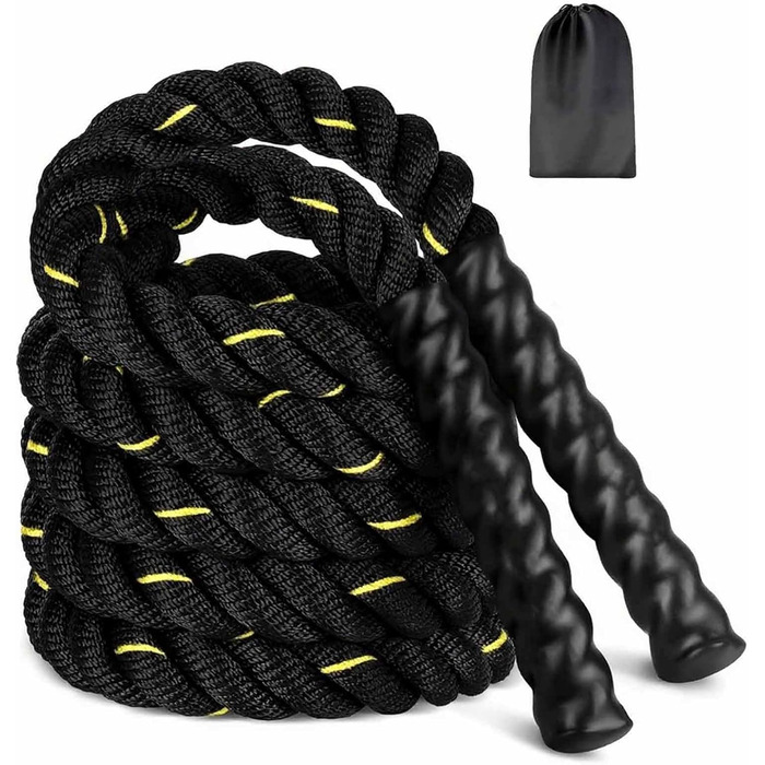 Скакалка, Battle Ropes, 280 см, 0,6 кг, для силових тренувань та загальної фізичної підготовки, чорний, преміум-якість