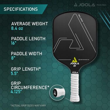 JOOLA Solaire професійна ракетка для піклболу з карбоновою поверхнею, поліпропіленовий стільниковий сердечник 14 мм, ідеальний баланс спіну, сили та контролю