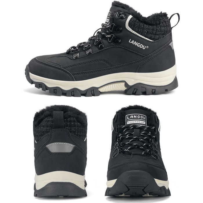 Зимові черевики жіночі, снігоступи, антиковзаючі, зимові черевики 37-42 EU (41 EU, Чорний)