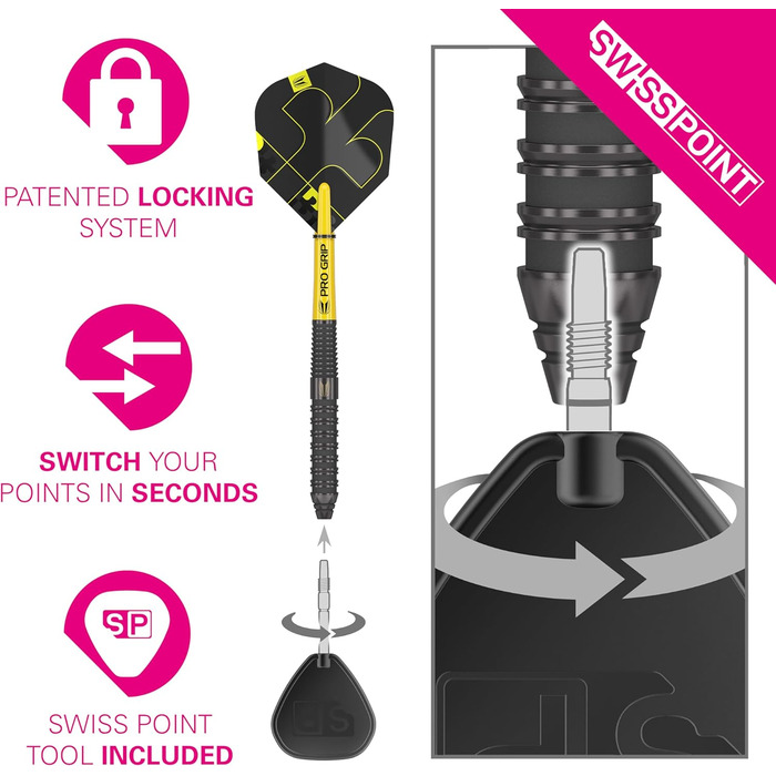 Дротики Target Darts Bolide Void 90% вольфрам, сталевий наконечник, набір для дартсу Swiss Point