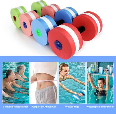 Набір з 2 аква-гантелі для фітнесу у воді, піна, знімні ручки, для чоловіків та жінок (Рожевий)
