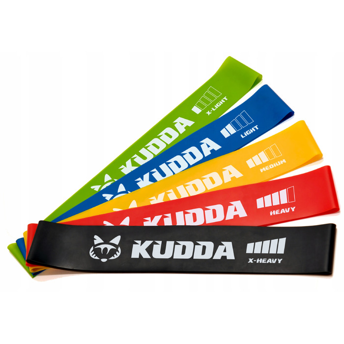 Набір фітнес-резинок KUDDA mini band, 30 см, 5 шт., опір 1-20 кг