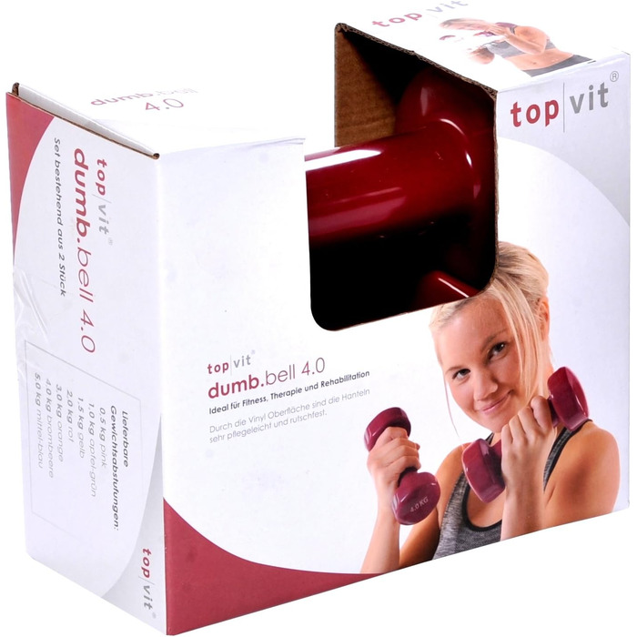 Гантелі top vit® з чавуну з вініловим покриттям, набір з 2 коротких гантелей, для чоловіків, жінок і літніх людей, 4 кг, колір ожина