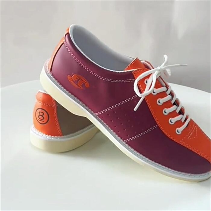 Боулінгіві черевики JiuQing для чоловіків та жінок, замша, ковзна підошва, для початківців, тренувальні черевики, легкі, шнурівка, 44 EU, червоний/червоний