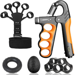 Набір для тренування рук (5 шт.) – з регульованим опором, підтримуючою ручкою для передпліччя, розтягувачем пальців, кільцем для хвата та м'ячиком для зняття стресу для спортсменів