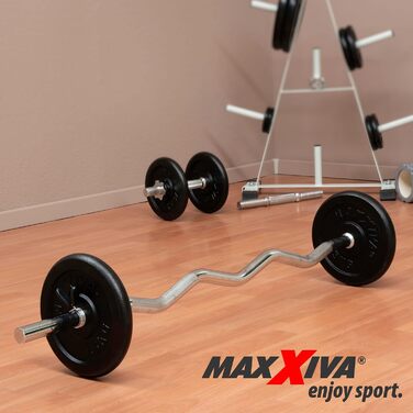 Гриф для штанги MAXXIVA 120 см, хромований, для фітнесу, бодібілдингу та силових тренувань з пружинними замками