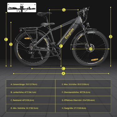 Електровелосипед Eleglide T1 27.5'' для міста та трекінгу, акумулятор 13Ah, запас ходу 100 км, мотор 250 Вт, 7 швидкостей Shimano, для жінок і чоловіків, подвійні дискові гальма