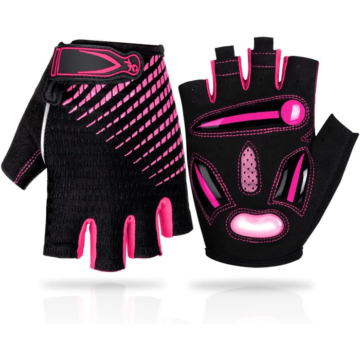 Велосипедні рукавички з відкритими пальцями, дихаючі, антиковзні, амортизуючі, короткі, літні, MTB, для чоловіків та жінок, S, рожеві