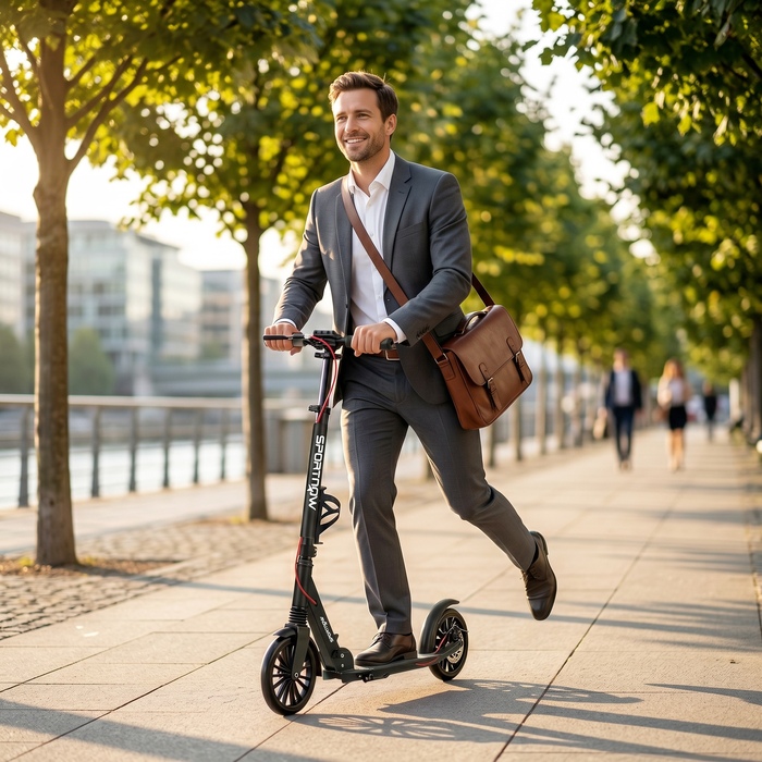 Складаний алюмінієвий самокат Cityroller з регулюванням висоти, колесами PU 200 мм, підшипниками ABEC-7 та подвійною системою гальмування