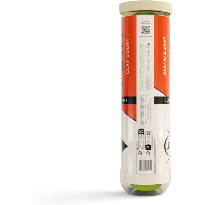 Тенісні м'ячі Dunlop Fort Clay Court для ґрунтових кортів, 4 шт, професійні