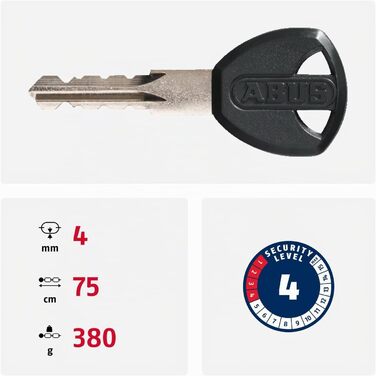Ланцюговий замок для велосипеда ABUS Steel-O-Chain 4804K, спеціальна сталь, рівень безпеки 4, рожевий, 75 см
