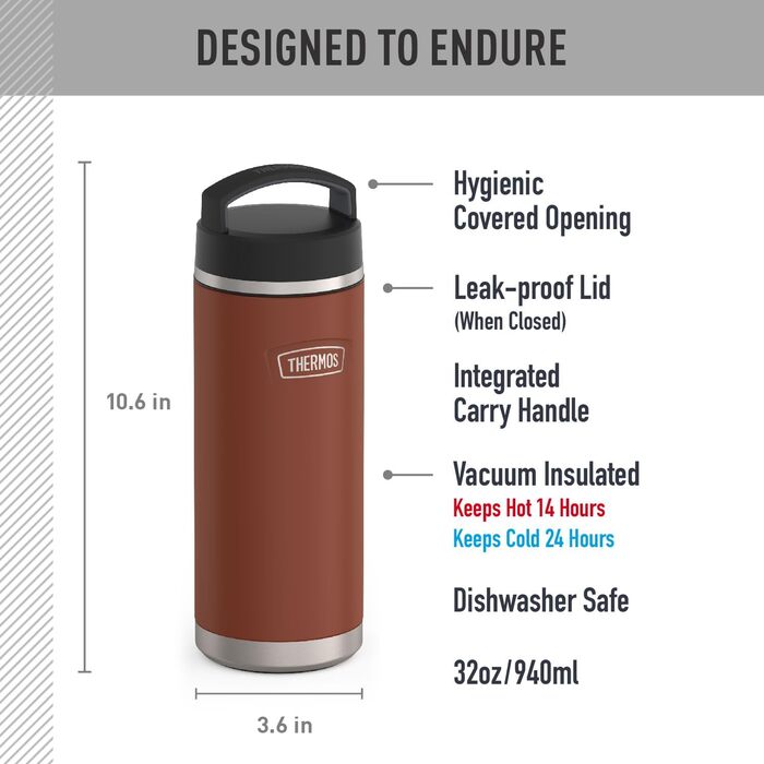 Термосова пляшка з нержавіючої сталі THERMOS Icon Series, 900 мл, з гвинтовою кришкою, сідловий колір