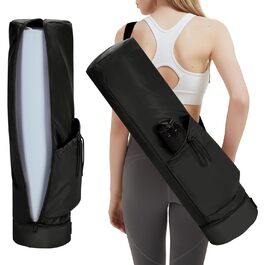 Сумка для йоги Yogatasche Damen чорна з відділенням для мокрого одягу та тримачем для пляшки, сумка для килимка для йоги з регульованим ременем