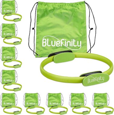 Пілатес кільце Bluefinity з подвійною ручкою, м'яке, фіброволокно, для йоги та фітнесу, 37 см, зелений, 10 шт.