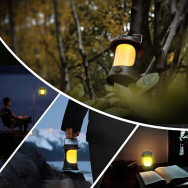 LED кемпінгова лампа-ліхтар у ретро стилі, регульована яскравість, тепле світло, для кемпінгу, саду, надзвичайних ситуацій, USB-зарядка