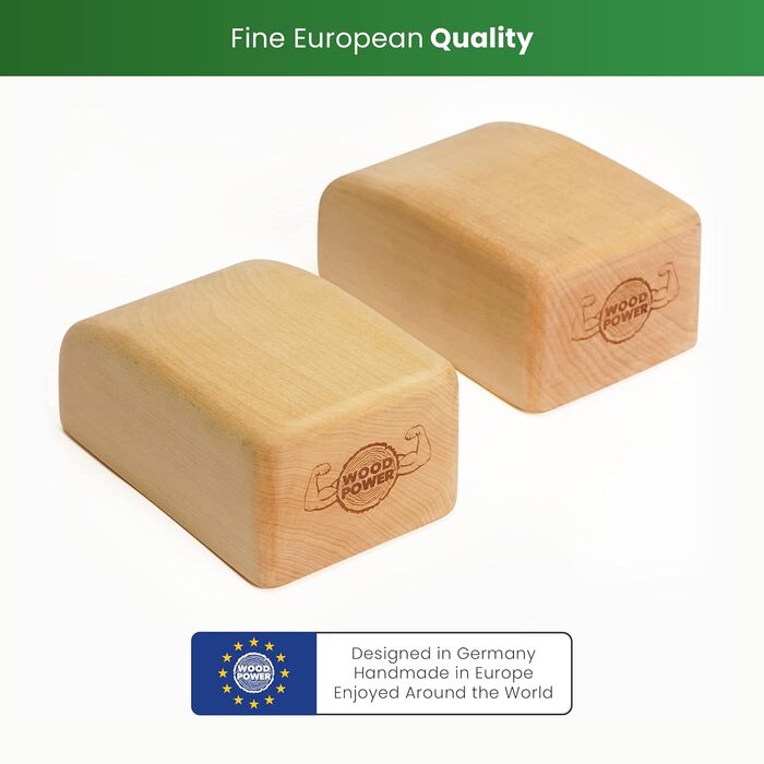 Баланс-блоки WOODPOWER Comfort для стійки на руках і йоги, дерев'яні, 2 шт. — підтримка зап'ясть для тренувань, гімнастики, акробатики